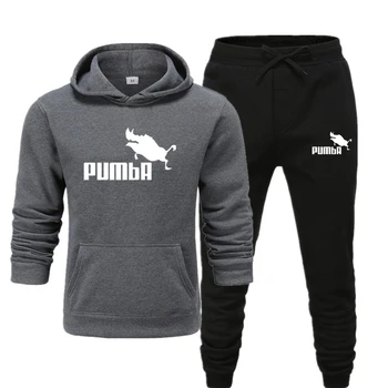 

PUMBA Tracksuit Men Sporting Fleece Hooded Brand-Clothing Casual Track Suit Men Jacket+Pant Warm Inside Winter Sweatshirt