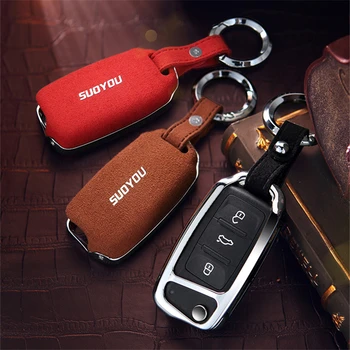 

Suede Leather Car Key Case Cover For VW Golf Bora Jetta POLO GOLF Passat For Skoda Octavia A5 Fabia For SEAT Ibiza Leon