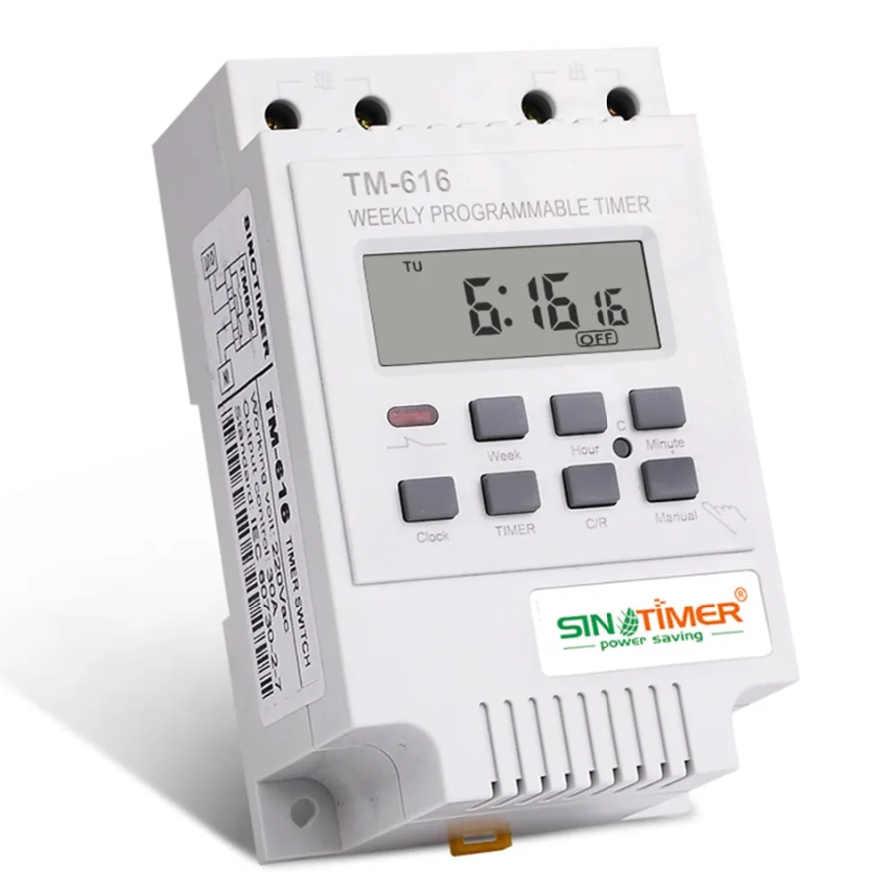 SINOTIMER TM616W-2 30A 220 в электронный Еженедельный программируемый цифровой таймер реле управление таймер Din рейка крепление