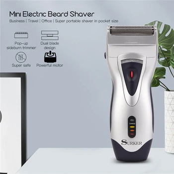 

Mini Reciprocating Electric Shaver Rechargeable Beard Trimmer Stainless Steel Men Cordless Shaving Razor with Sideburns Trimmer