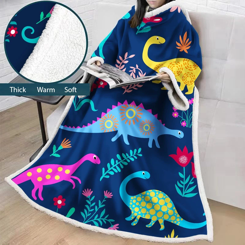 Model 15 Animal World Series Wearable Home Office Picnic Nap Blanket Super Warm Comfortable Fleece Sofa Bed Sleeves Blanket For Winter - Цвет: Model 15