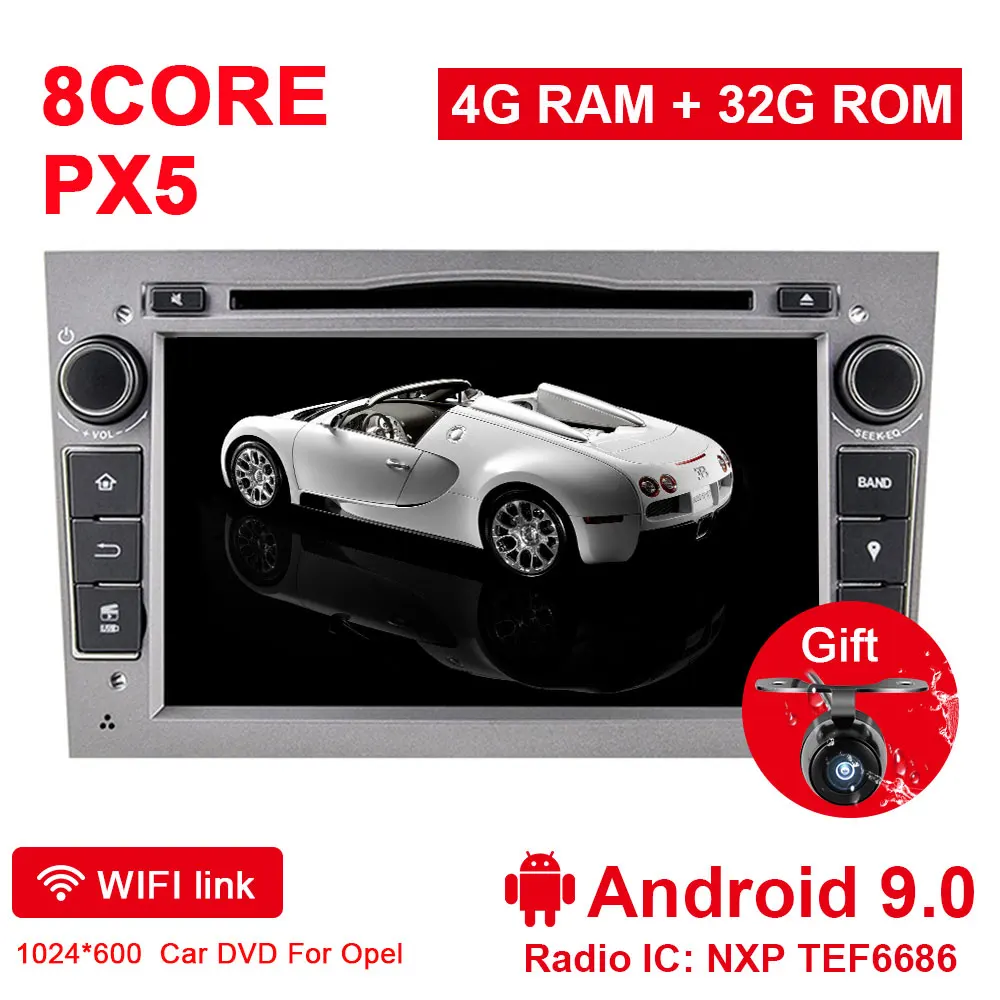 Sliver 8 CORE Eunavi HD 1024*600 Восьмиядерный 2 Din Android 9,0 автомобильный dvd-плеер для Opel Corsa Vectra CD Meriva Vivaro Tigra Signum радио gps Navi - Цвет: Sliver 8 CORE