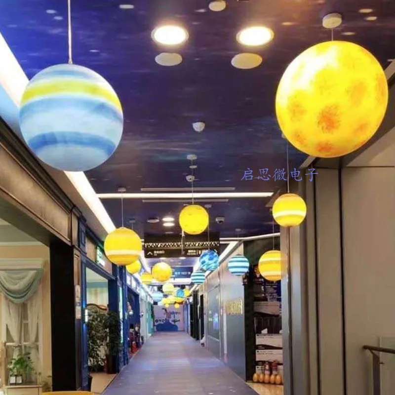 Planet Pendant Lights Sun Earth Moon Novelty Creative Atmosphere Light  Hanging Lamp Bedroom Home Decoration Hallway Luminaire 3