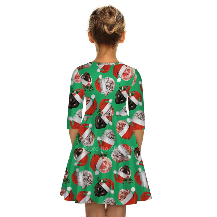 Семейное рождественское платье Одинаковая одежда для мамы и ребенка детское платье для девочек с круглым вырезом и принтом рождественского эльфа одежда для свадебной вечеринки