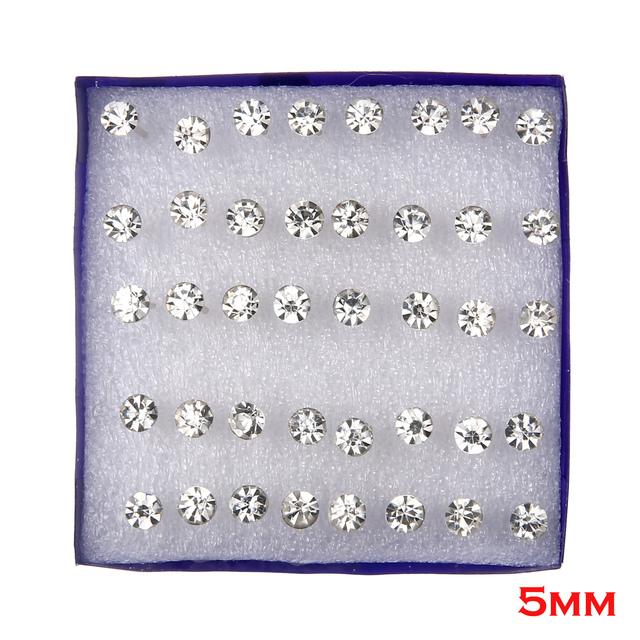 pairs/set White Crystal Earrings Set For Women Earring Set Jewelry Rhinestones Stud Earrings kit Pack lots brincos