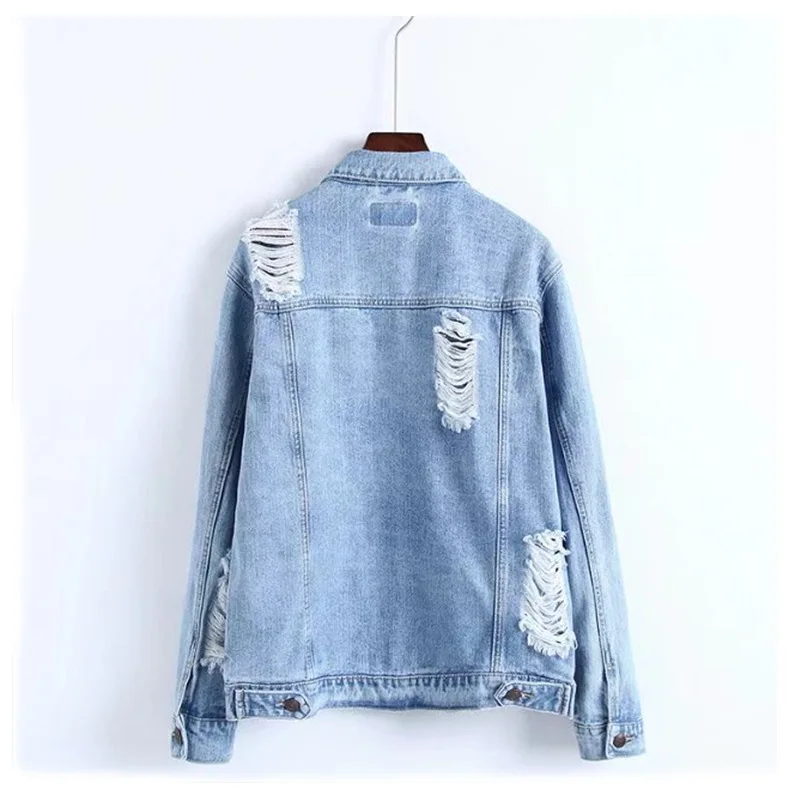 

AliExpress Hot Selling Europe And America with Holes Jeans Coat WOMEN'S Jacket Baseball Uniform