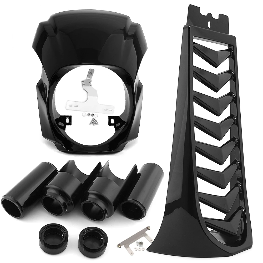 

Black Motorcycle CNC Lower /Upper Fork Covers For Harley Softail Breakout FXBR FXBRS ABS Healight Fairing Cover+ Chin Spoiler