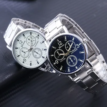 

2020 Promotion New Arrival Men's Watch Blu-ray Frp Three Eye Steel Belt With Men Geneva Dial Quartz Watches Gifts Wholesale