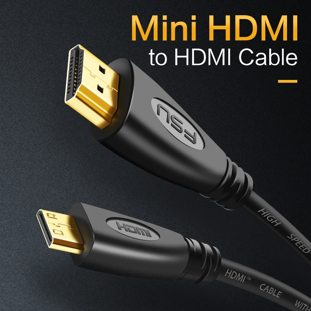 Mini HDMI-compatible to HDMI Cable 1080p 3D High Speed Adapter Gold Plated Plug for camera monitor projector TV 1M,1.5M,2M,3M,5M