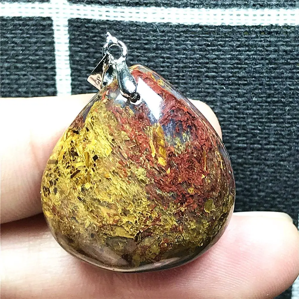 

Top Natural Red Pietersite Pendant Jewelry For Woman Man Crystal 27x24x9mm Beads Silver Namibia Strong Fire Energy Stone AAAAA