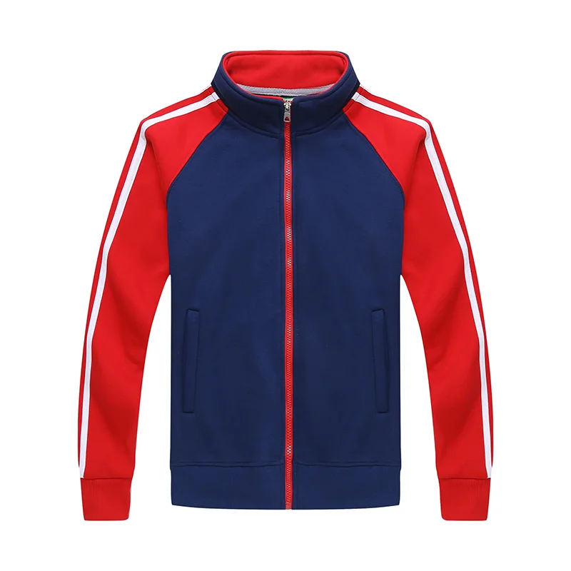 YOTEE autumn and winter thickening high quality stand collar zipper sweater jacket personal company group custom LOGO custo - Цвет: Denim blue - red