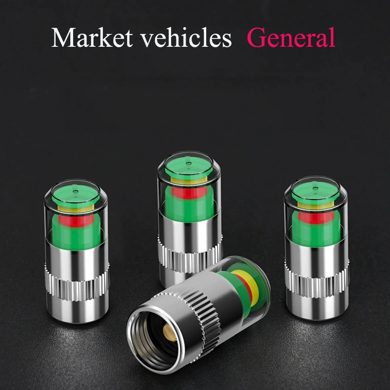 

4 Pcs/set of Automobile Universal Tire Valve, Tire Pressure Monitoring Cap, Air Pressure Detection, Warning and Anti-theft