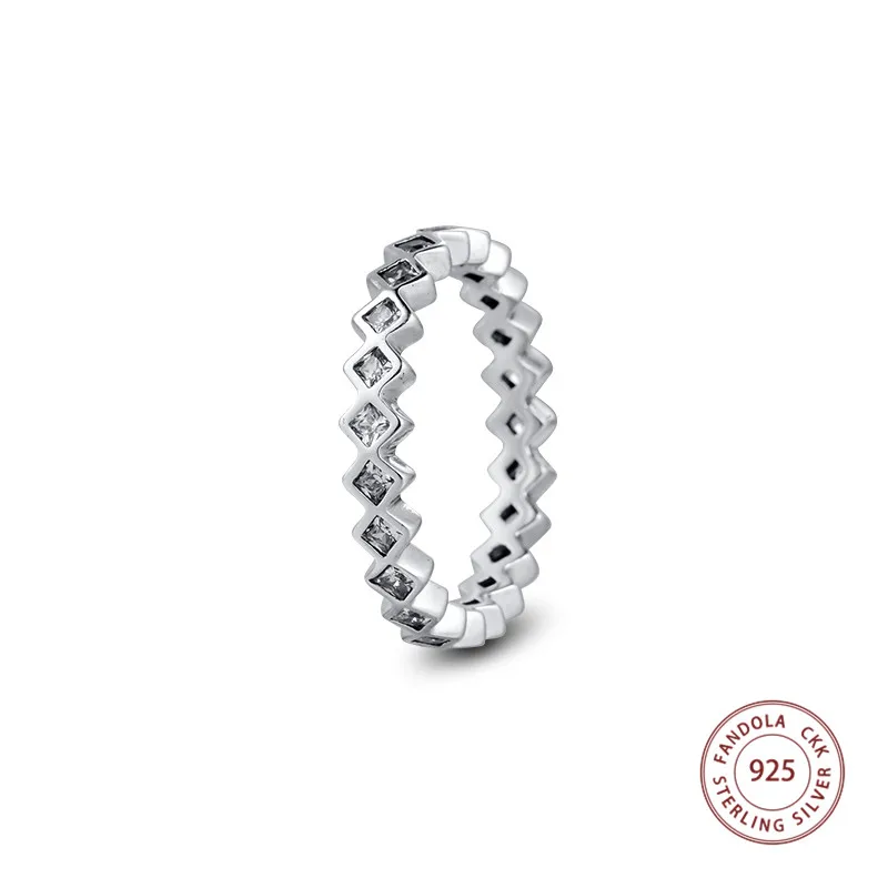 CKK Square Eternity Ring 925 Sterling Silver Wedding Original Rings for women Silver 925 Jewelry anillos mujer FLR044 (3)