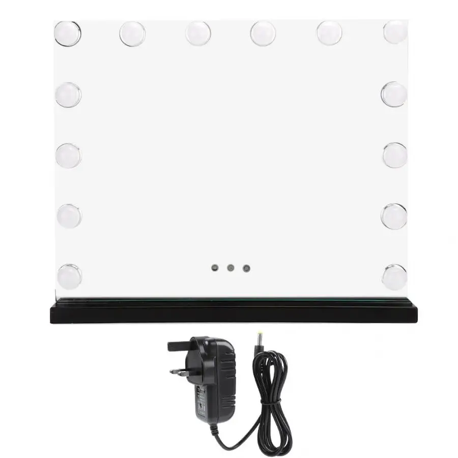 Black UK Plug 14LED тщеславие зеркало туалетный столик зеркало Косметика с подсветкой диммируемая лампа Регулируемая Яркость макияж зеркало огни - Цвет: Black UK Plug