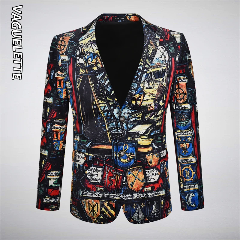 VAGUELETTE Elegant Pattern Blazer For Men Stage Party Dress Suit Jacket Coats Luxury Print Men Blazers Slim Fit Wedding Clothing VAGUELETTE Elegant Pattern Blazer For Men Stage Party Dress Suit Jacket Coats Luxury Print Men Blazers Slim Fit Wedding Clothing