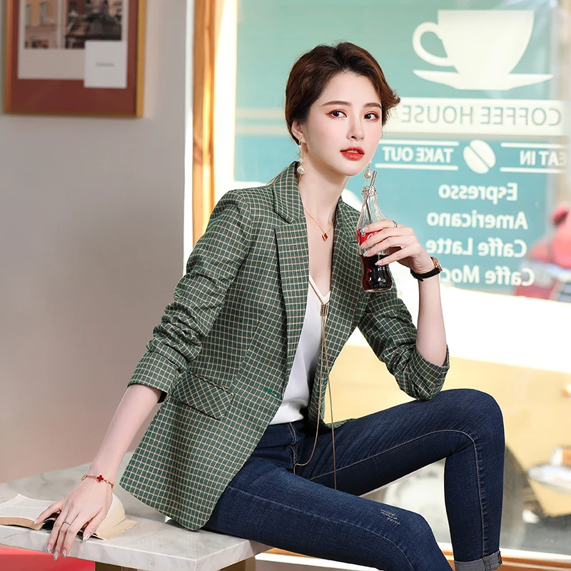 Small Suit Jacket Women's Temperament Small Size Autumn and Winter 2021 New Retro Style Korean Style Jacket Casual Plaid Suit