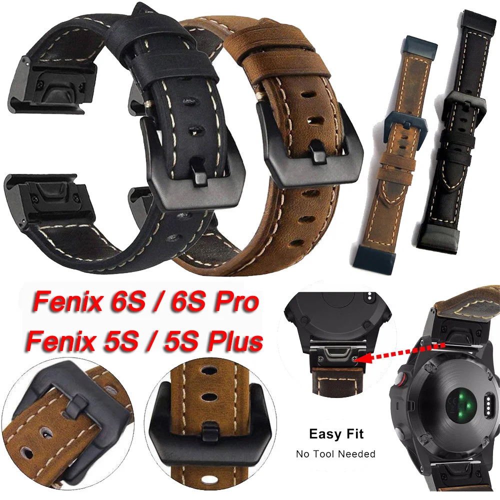 Ремешок из натуральной кожи в стиле ретро для Garmin Fenix 6 S/6 S Pro/5S/5S Plus быстрая замена браслета ремешок для часов