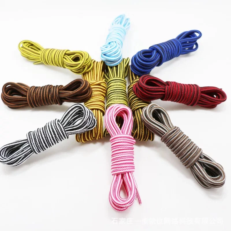 1 Pair Martin Shoes Round Shoe Laces Striped Double Color Fashion Shoelaces Outdoor Hiking And Leisure Sports Shoelace 18 Color