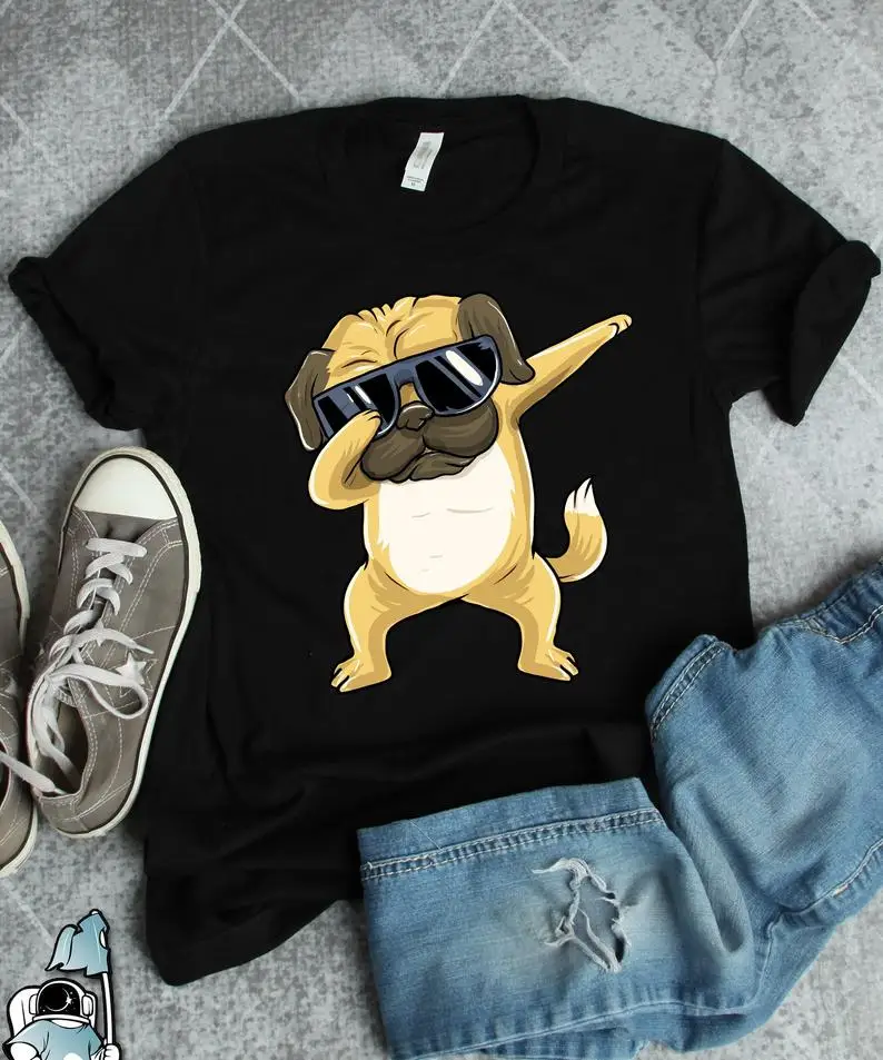 

Dabbing Pug Shirt, Pug Owner, Funny Pug Art, Dog Lover Gifts Cute dog T-shirt summer casual cotton top Love Dog T-shirt