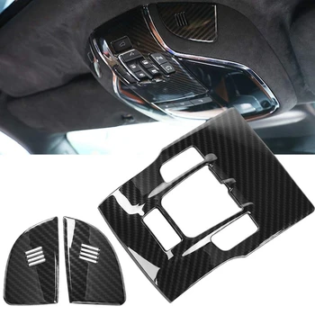 

3Pcs Carbon Fiber Style Car Interior Front Reading Light Lamp Cover Trim Stickers for Maserati Levante 2017 2018