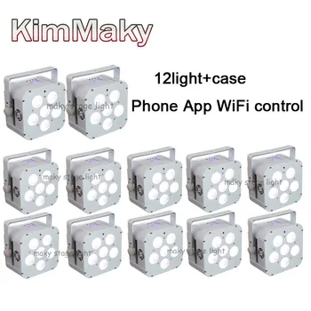 

12 pieces + case Smart Phone Quad LED light led lights 6pcs rgbwa uv 6in1 Battery Powered Wireless DMX 512