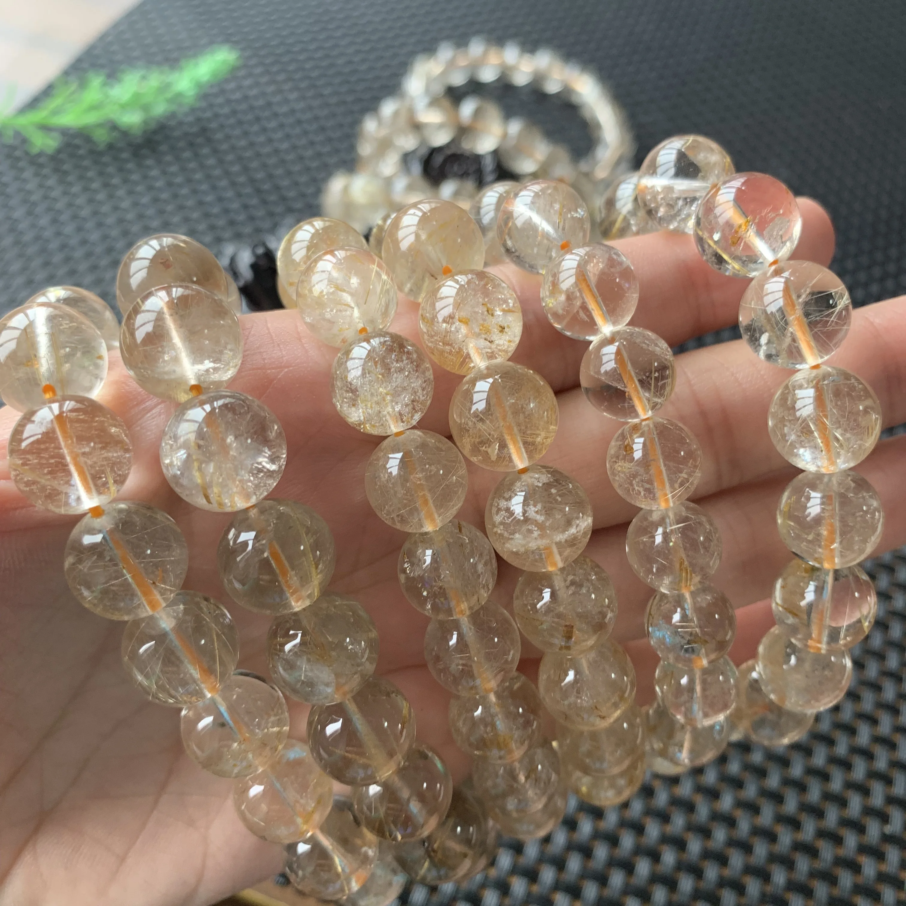 

9mm Natural Rutilated Quartz Crystal Stone Yellow Bracelet Rutilated Bracelet Rutile For Gifts