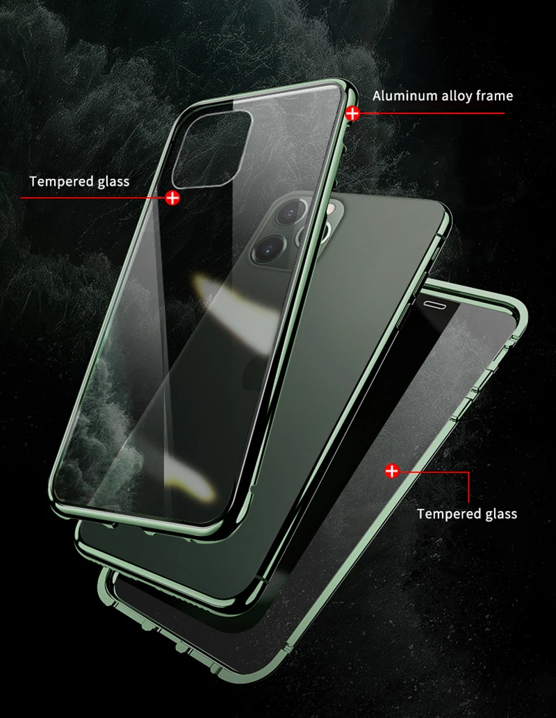 Магнитный адсорбционный металлический чехол для iPhone 11 11 Pro Max закаленное стекло с магнитом чехол для телефона s для iPhone 11 Pro прозрачный флип-чехол