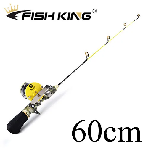 FISH KING, 50 см, 60 см, зимняя удочка для подледной рыбалки, 3,6: 1, катушка для подледной рыбалки, С. В., 10-20 г, удочка для зимней подледной рыбалки - Цвет: 60cm-combo