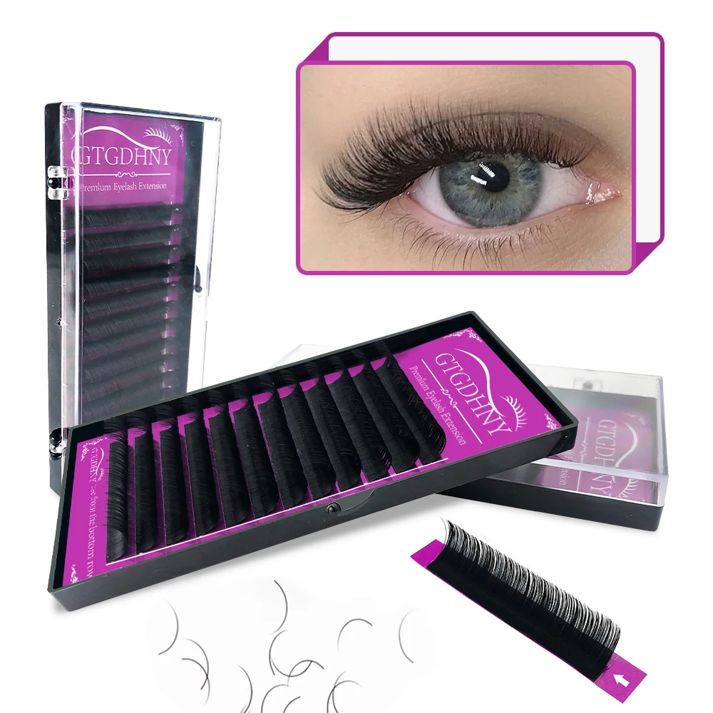 

GTGDHNY Individual Classic Eyelash Extension C/D Curl Russian Volume Lashes Trays Matte Faux Mink Eyelashes Professional Cilios