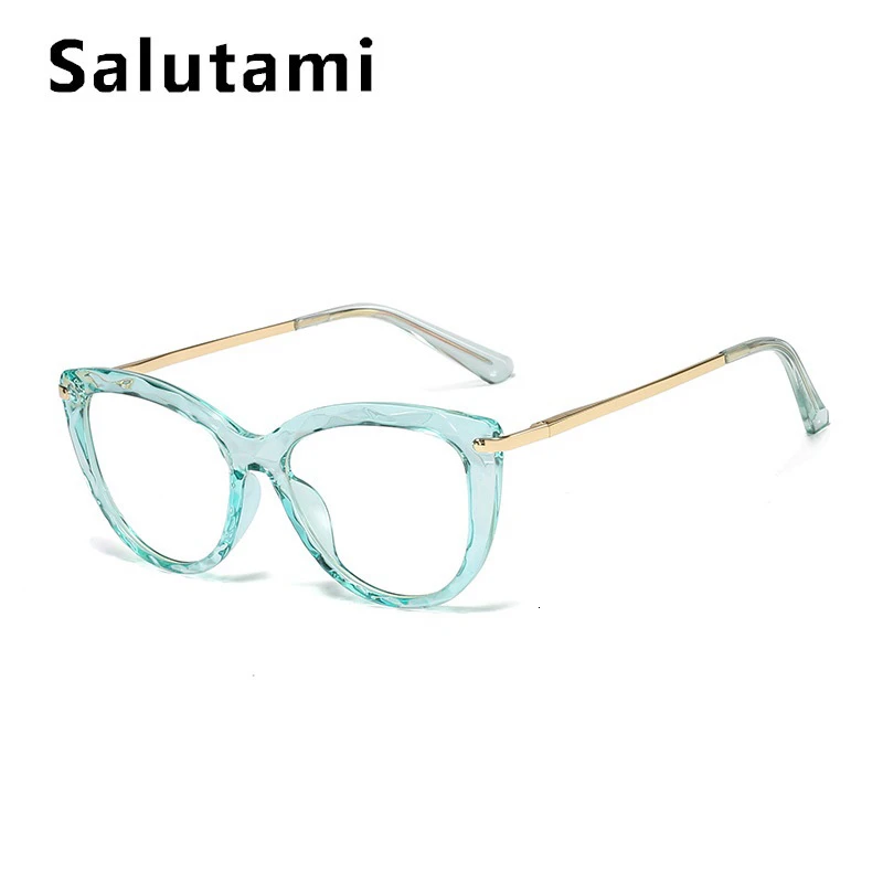 Уникальные прозрачные очки TR90, оправа для женщин,, модные, розовые, черные, Круглые, кошачий глаз, очки для женщин, Ретро стиль, Кристальные режущие оттенки - Цвет оправы: green clear