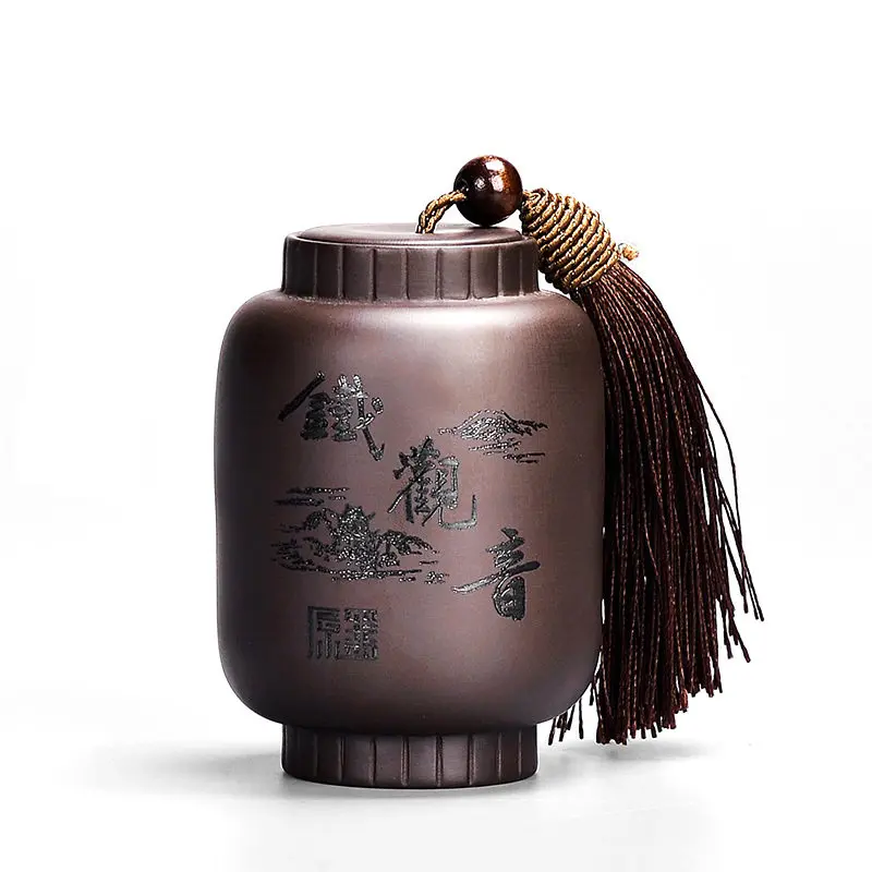 tieguanyin Традиционный китайский чай банка контейнер для еды с кисточками украшения кофе, чай, сахар набор небольшой специй коробка для хранения для кухни может - Цвет: tieguanyin