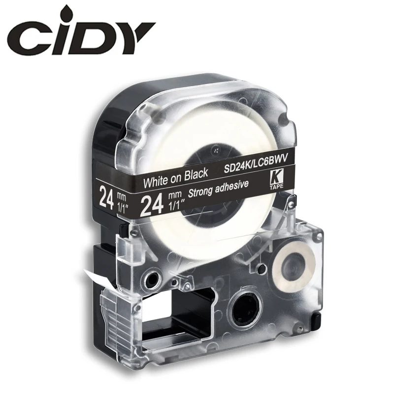 CIDY белая на черном SD24K SD24KW/LC6BWV сильная клейкая лента Кассетная лента для kingjim/epson принтер этикеток LW300 LW400 LW-600P