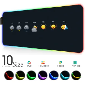 

Simple weather cloud RGB Mouse Pad Black Gamer Accessories Large LED MousePad XL Gaming Desk Mats with Backlit computer mat