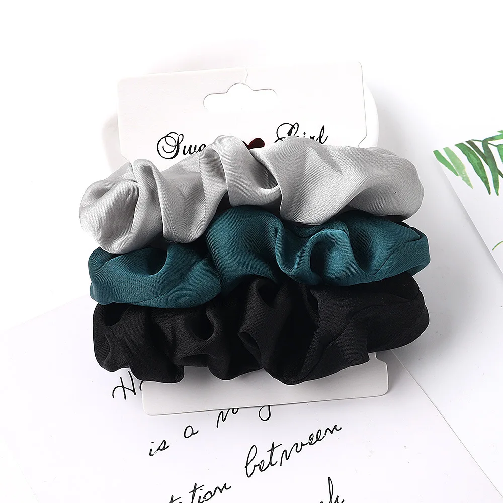 3/5/Pcs Silk Scrunchies Print Leopard Scrunchie Set Elastic Hair Bands Solid Color Fashion Headwear Women Hair Accessories Gift shein hair accessories Hair Accessories