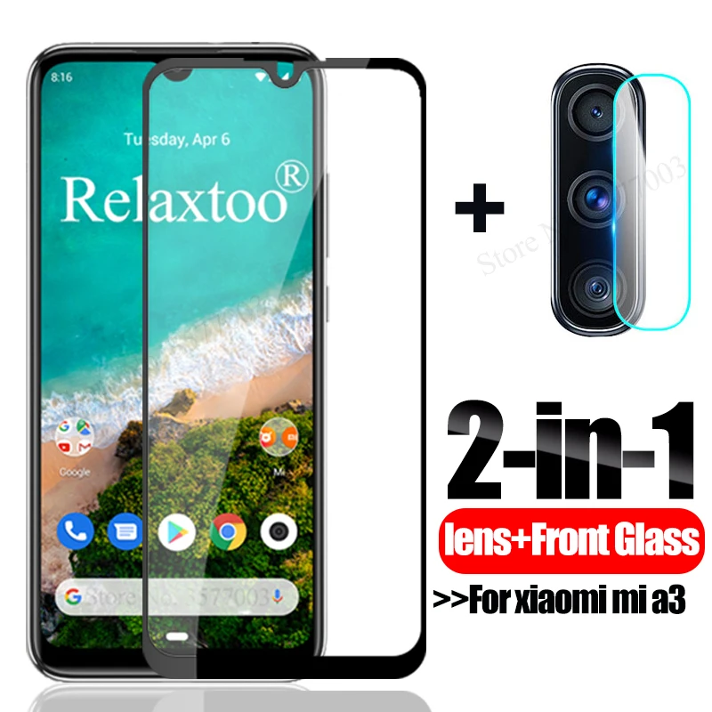 

2 in 1 Full Cover Tempered Glass For Xiaomi Mi A3 Camera Lens Screen Protector protective glass on xiomi xaomi mia3 3a a 3 Film