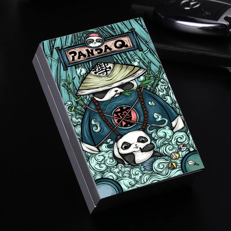 Китайский стиль, ручная работа-окрашенный ползунок Чехол для портсигара 20 палочек ультра-тонкий автоматический толкающий металлический мультфильм курить компактный чехол - Цвет: Panda