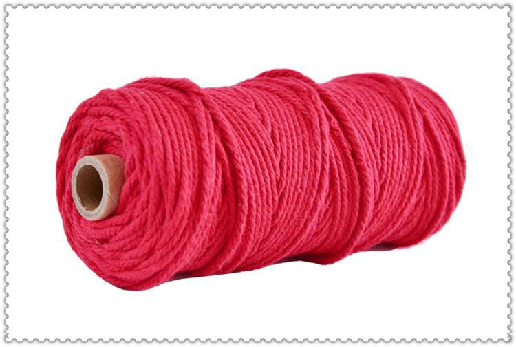 3 мм, хлопок, цветной шнур, бежевая витая веревка для рукоделия макраме, домашний текстиль, свадебная декоративная поставка, 110 ярдов - Цвет: red