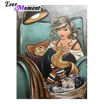

Ever Moment Diamond Painting Kits Girl Diamond Embroidery Full Square Drills Mosaic Handicrafts Leisure Time Decoration 4Y425