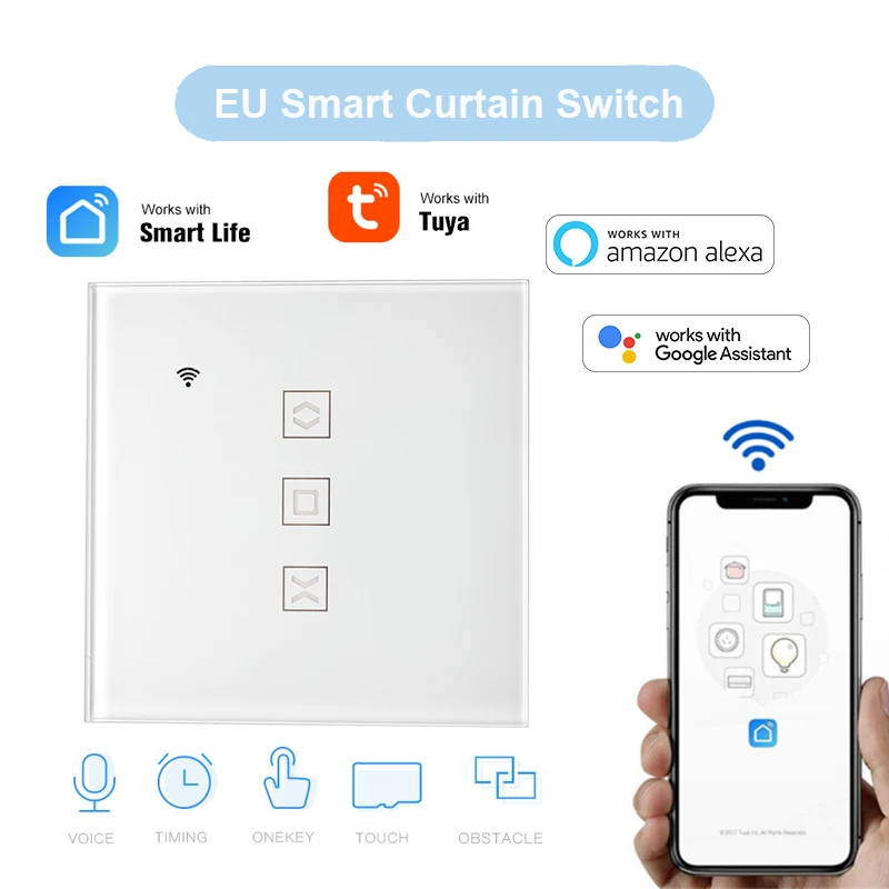 Tuya de la UE cortina con WiFi interruptor para motor eléctrico de obturador persianas tonos inteligente tarea para Alexa de Google