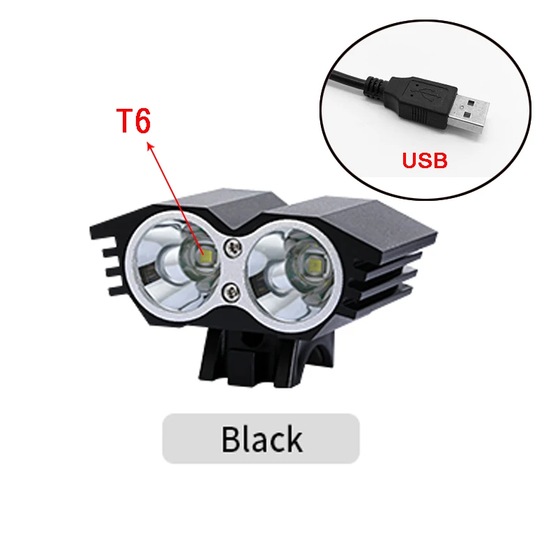 Водонепроницаемый велосипедный передний свет яркий велосипедный фонарь горный велосипед рулевая фара для велосипеда светодиодный аксессуары - Цвет: T6-USB-Black