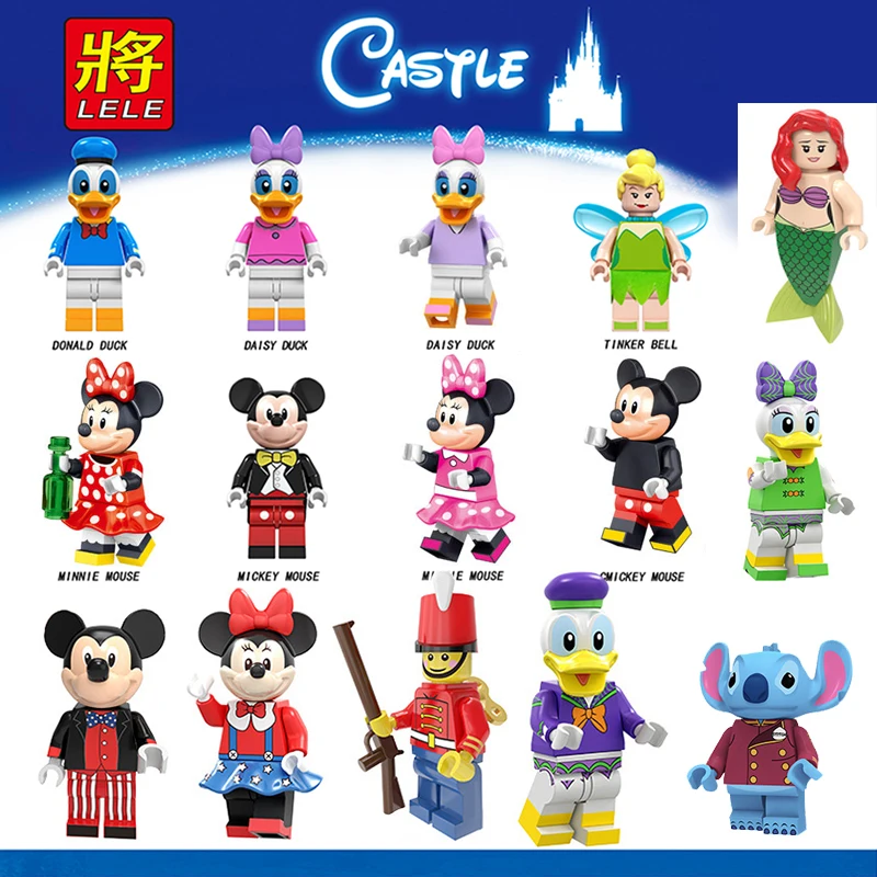 

Cartoon For Friends PRINCESS Mickeys Unikitty Donald Duck Daisy Mermai Duck Tinker Minnie Mouse Building Blocks Figures Toys
