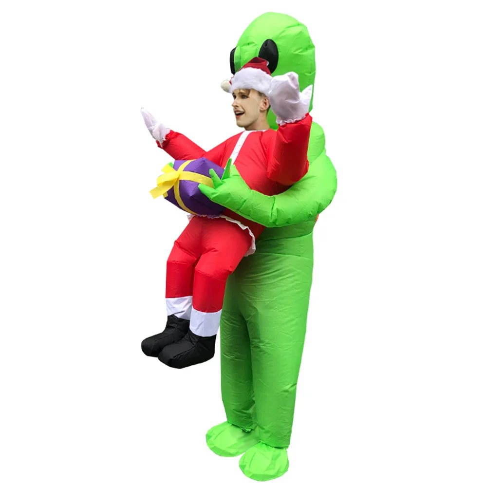 

Inflatable Green Alien Costume Christmas Santa Claus cosplay suit Festival Party Supply Blow up Suits Holiday Carnival Costumes
