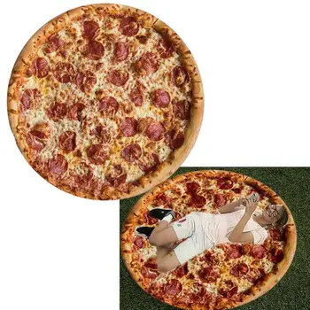 

152cm Baby Blanket Soft Flannel Pizza Blanket Creative Comfort 3d Printed Plush Pizza Round Blanket For Kids Adult