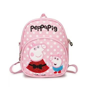 

Peppa Pig School Backpack Children Knapsack Girl Cartoon Bookbag Satchel Embroidered Printed Polka Dot Kid Student School Bag