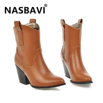 

new Fashion Women Boots winter Boots Female Stretch PU Leather Boots Shoes Woman Black White Roma Knee-Length Boots