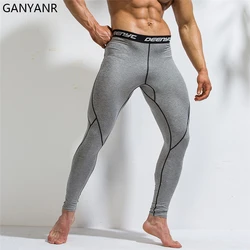 GANYANR Running Tights Men Compression Pants Gym Leggings Sportswear Fitness Basketball Yoga Training Athletic Jogging Exercise