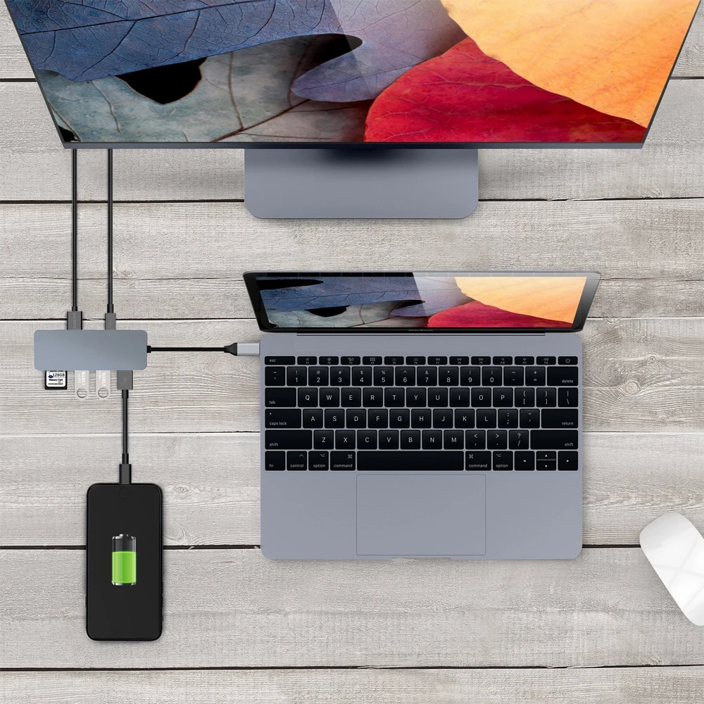 USB C концентратор, 7 в 1 type C к HDMI 4K адаптер с 3 usb портами SD/TF кард-ридер для нового MacBook/MacBook Pro /, hp Spectre