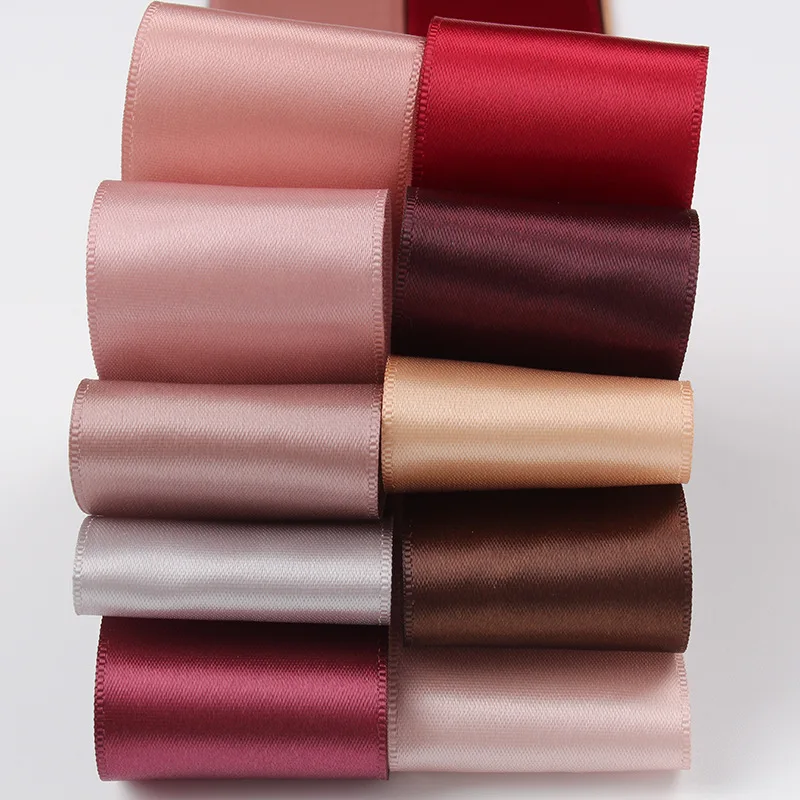 Satin Ribbon 100Yards 6mm 9mm 13mm 16mm 19mm 25mm 38mm Single Face Solid Color DIY