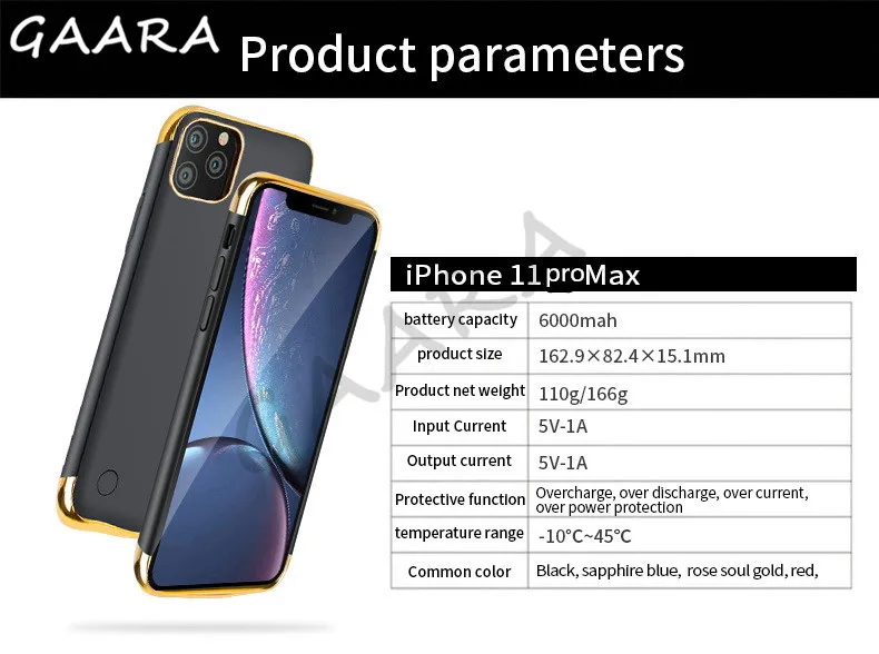 6000 мАч зарядное устройство чехол для iPhone 11 Pro Max внешний резервный чехол 3 в 1 power bank чехол для iPhone 11 Pro Max power funda