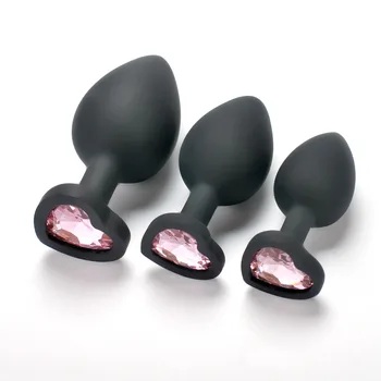Small Heart-shaped Black Silicone Anal Plug Adult Toys for Men/Women Anal Trainer for Couples Sex Toys Silicone Butt Plug Gay 4